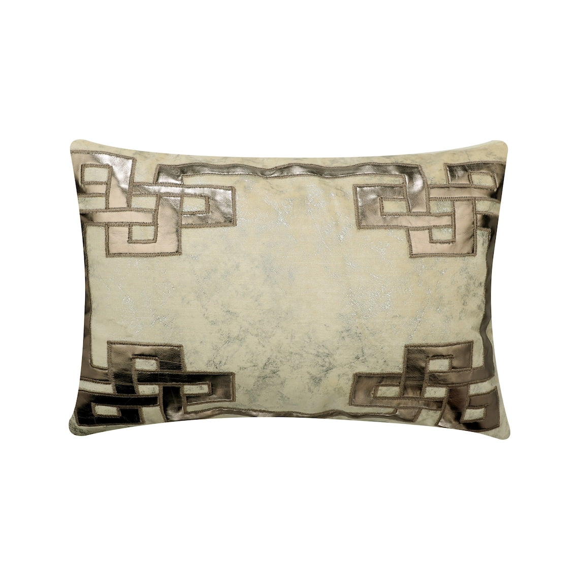 Throw Lumbar Pillow Covers Ivory 12x16 inch (30x 40 cm) Rectangular Throw Oblong Pillows For Couch, Velvet Greek & Applique & Foil, Geometric Pattern, Modern Style - Greek Zeus