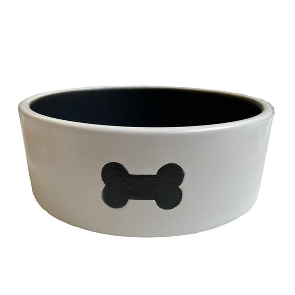 Throw Me a Bone Ceramic Dog Bowl, White, Small, 12.5 oz