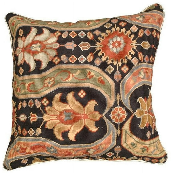 Throw Pillow AFSHAR Needlepoint Abstract Design 18x18 Rust Golds Burnt Or MH-373