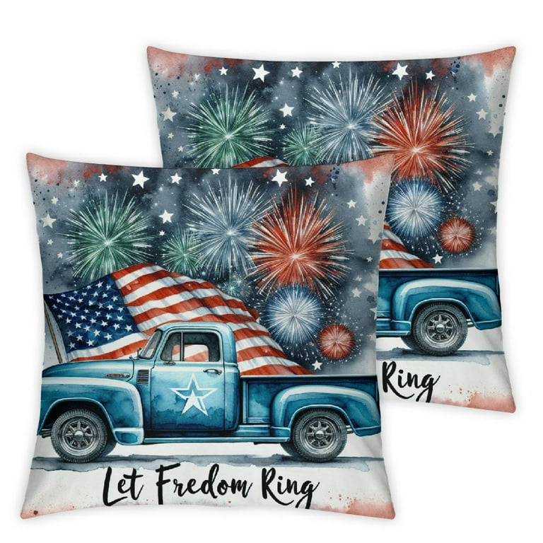 Throw Pillow American Flag Throw Pillow Blue Red White Stripes Pillows for Sofa Couch Home Outdoor Decor