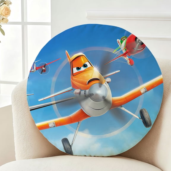 Throw Pillow Animation Planes Fire Plush Rescue Plush Decor Gift Decorative Fluffy Stuffy Round Birthday 13.8in