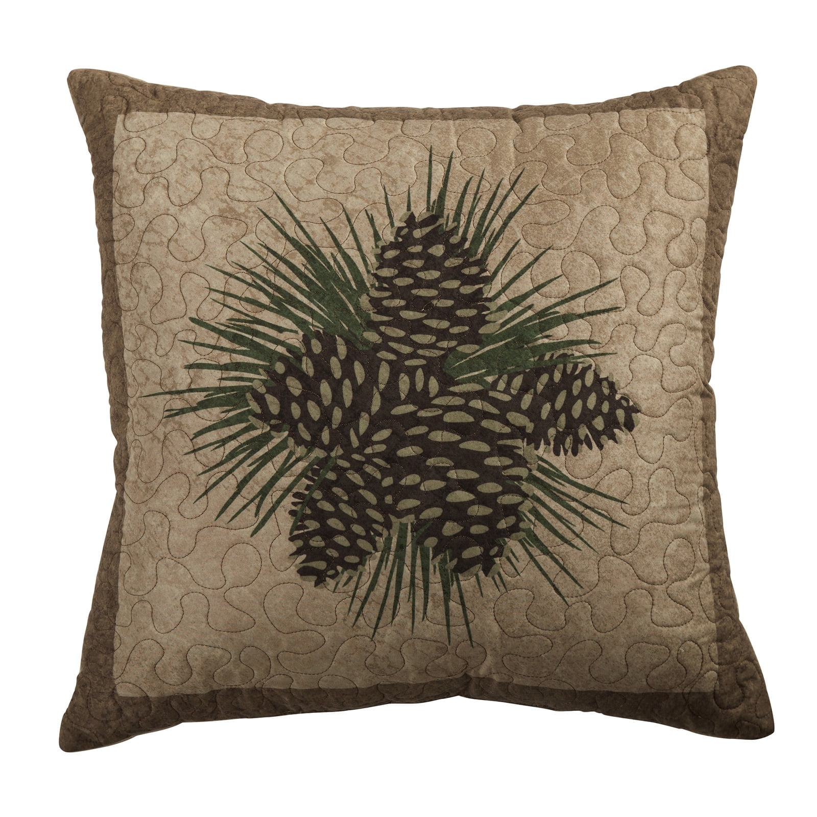 Medium Brown Quilted Pine Cone Decorative Throw Pillow