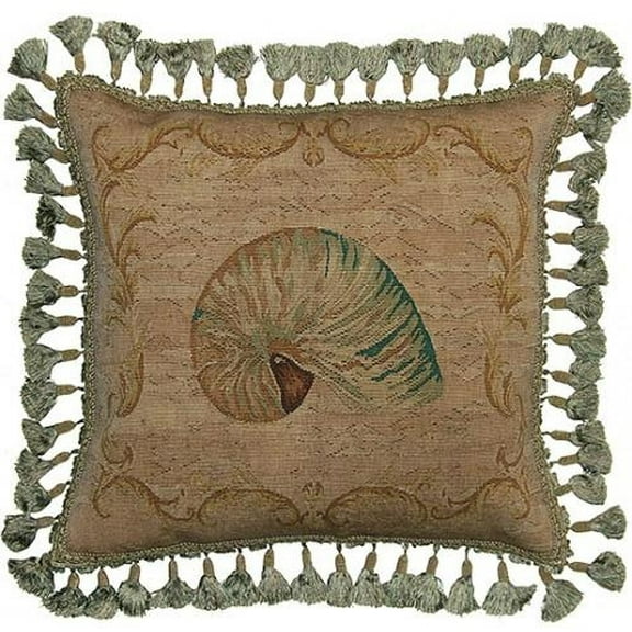 Throw Pillow Aubusson Flourishes Flourish 20x20 Beige Brown Bronze Olive Green