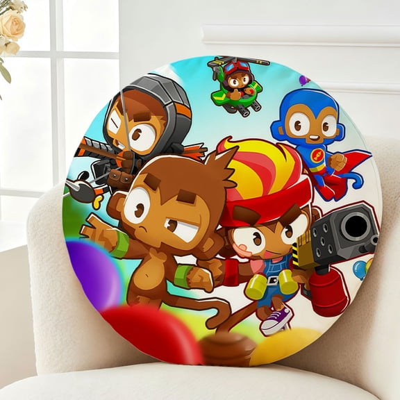 Throw Pillow Bloons TD Plush Decor Gift Decorative Fluffy Stuffy Round Birthday 13.8in