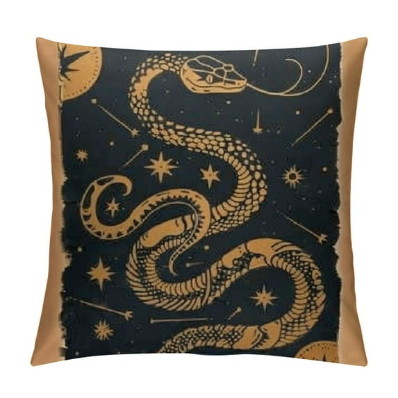.Throw Pillow Bohemian Snake Print on Premium Polyester Fabric and Shape Retaining Insert.