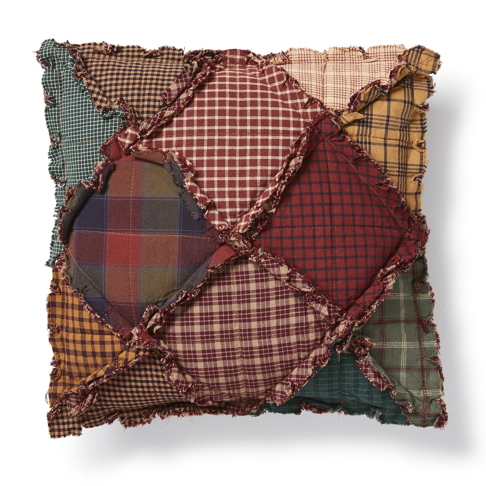 Rustic Multicolor Cotton Patchwork Square Throw Pillow