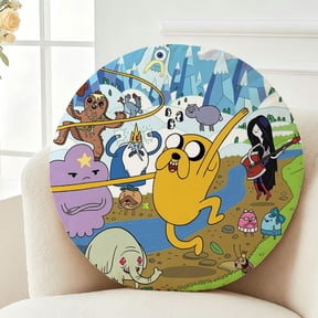 Throw Pillow Cartoons Adventure Plush Time Plush Decor Gift Decorative Fluffy Stuffy Round Birthday 13.8in