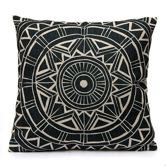 Throw Pillow Case Cover 18''x18'' Compass Linen Decorative Pillow Cover Protector Cushion Cover with Zipper for Couch Sofa Patio Chair Bedroom Home Car Decor