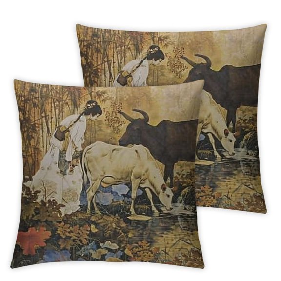 Throw Pillow Case Cover Vinatge Chinese Beauty Girl Walking on The Garden - Soft  Pillow Case for Decorative Bedroom/Livingroom/Sofa/Farm House -Couch Pillow Cushion Covers