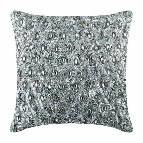 Throw Pillow Case, Decorative Pillow Covers 24x24 inch (60x60 cm) Silver, Silk Throw Pillow Covers, Handmade Pillow Covers, Geometric Pillow Shams, Modern Accent - Silver Anniversary