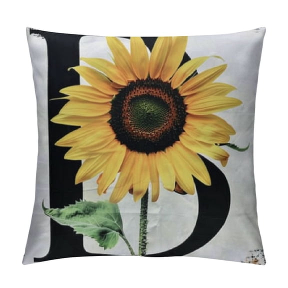 Throw Pillow Case Monogram Initial B Lumbar Pillow Cases Alphabet Sunflower Floral Monogram Decorative Pillow Home Classic Pillow Case for Bedroom Living Room Sofa