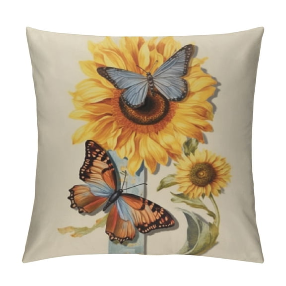 Throw Pillow Case Monogram Initial I Pillowcase Alphabet SunflowerDecorative Pillow Home Monogram Letter Abstract Throw Pillow Case for Sofa Bed Car Couch Chair