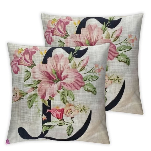 Throw Pillow Case Monogram Initial Letter P with Lily Cushion Cover Personalized Monogram Decorative Pillow Home  Cushion Cases for Sofa Couch Bed Decorations