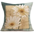 thumbnail image 1 of Throw Pillow Case Vintage Daisy Flower Print Cotton Linen Square Throw Pillow Covers Home Sofa Armchair Decor Design Pillow Case 18 x 18 Inch (Floral-1), 1 of 3