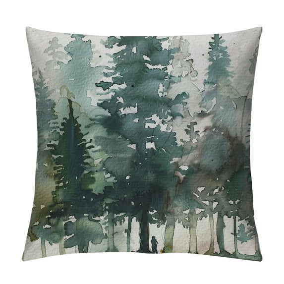 Throw Pillow Case Watercolor Grey Fir Trees Forest Square Cushion Cover Standard Pillowcase for Men Women Kids Home Decorative Sofa Armchair Bedroom Livingroom