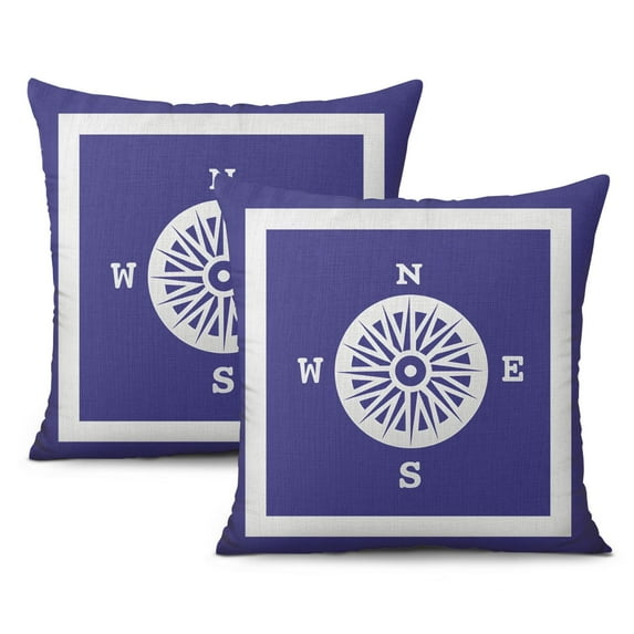 Throw Pillow Cases 2 Pack Ocean Nautical Pillow Covers 18x18, Navy Blue Starfish Coral Anchor Design, Sea Animal Cushion Cases for Bed Sofa Home Car Bedroom