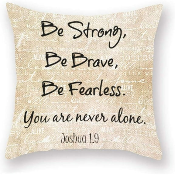 Throw Pillow Cases Christian Bible Joshua 1 9 with Be Brave Inspirational Quotes Cushion Cover Super Soft Standard 18x18 Inches Pillow Protectors Home Couch Decor