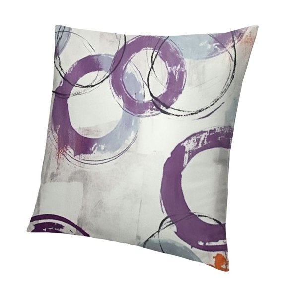 Throw Pillow Cases Cozy Ink and Wash Geometric Circles Rings Decorative Cushion Covers for Couch Bed Sofa Farmhouse Decoration Deep Purple Grey
