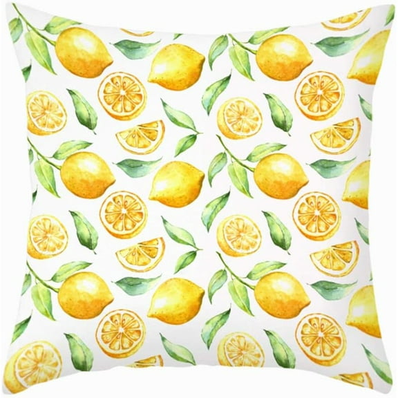 Throw Pillow Cases Fruit Lemon with Leaves Pillow Cover Tangerines Oranges Super Soft Standard Yellow Citrus Cushion Cover for Home Couch Decorations 18x18 Inches