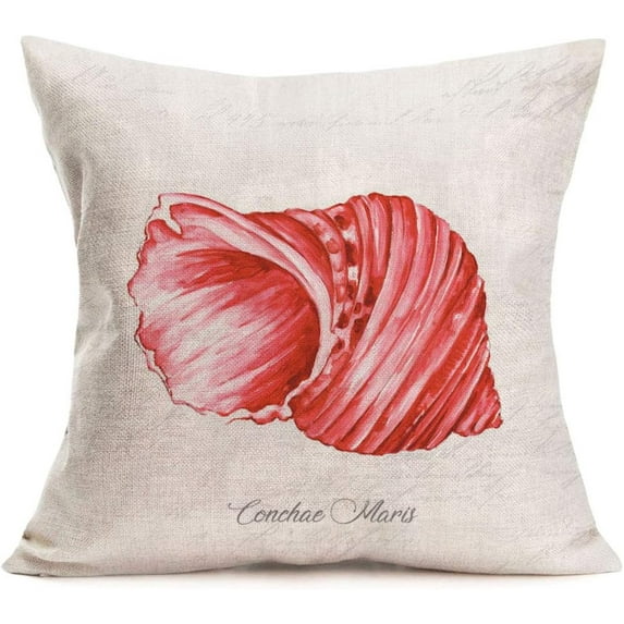 Throw Pillow Cases Marine Life Conch Decorative Cushion Cover Blue Ocean Theme Park Home Sofa Couch Decor Pillowcase Cotton Linen Standard 18x18