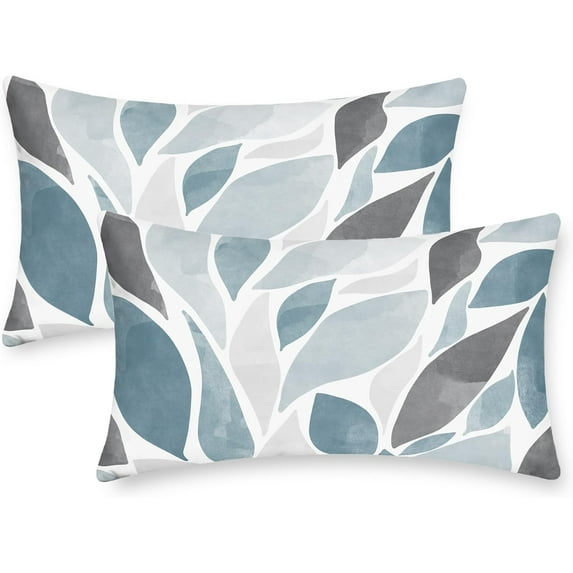 Throw Pillow Cases Pack of 2 Cozy Fleece Falling Dahlia Floral Flowers Petals Decorative Cushion Covers for Couch Bed Sofa Farmhouse Decoration 12 X 20 Inches Smoke Blue Grey