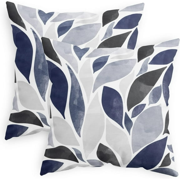 Throw Pillow Cases Pack of 2 Cozy Fleece Falling Dahlia Floral Flowers Petals Decorative Cushion Covers for Couch Bed Sofa Farmhouse Decoration 16 X 16 Inches Navy Blue Grey