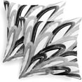 thumbnail image 1 of Throw Pillow Cases Pack of 2 Cozy Fleece Two-Tone Abstract Feather Decorative Cushion Covers for Couch Bed Sofa Farmhouse Decoration 16 X 16 Inches Black Grey, 1 of 6