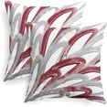 thumbnail image 1 of Throw Pillow Cases Pack of 2 Cozy Fleece Two-Tone Abstract Feather Decorative Cushion Covers for Couch Bed Sofa Farmhouse Decoration 16 X 16 Inches Burgundy Grey, 1 of 6