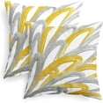 thumbnail image 1 of Throw Pillow Cases Pack of 2 Cozy Fleece Two-Tone Abstract Feather Decorative Cushion Covers for Couch Bed Sofa Farmhouse Decoration 16 X 16 Inches Golden Grey, 1 of 6