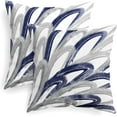 thumbnail image 1 of Throw Pillow Cases Pack of 2 Cozy Fleece Two-Tone Abstract Feather Decorative Cushion Covers for Couch Bed Sofa Farmhouse Decoration 16 X 16 Inches Navy Grey, 1 of 6