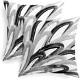 thumbnail image 1 of Throw Pillow Cases Pack of 2 Cozy Fleece Two-Tone Abstract Feather Decorative Cushion Covers for Couch Bed Sofa Farmhouse Decoration 20 X 20 Inches Black Grey, 1 of 6