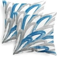 thumbnail image 1 of Throw Pillow Cases Pack of 2 Cozy Fleece Two-Tone Abstract Feather Decorative Cushion Covers for Couch Bed Sofa Farmhouse Decoration 20 X 20 Inches Blue Grey, 1 of 6