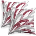 thumbnail image 1 of Throw Pillow Cases Pack of 2 Cozy Fleece Two-Tone Abstract Feather Decorative Cushion Covers for Couch Bed Sofa Farmhouse Decoration 20 X 20 Inches Burgundy Grey, 1 of 6