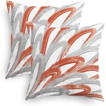 Throw Pillow Cases Pack of 2 Cozy Fleece Two-Tone Abstract Feather Decorative Cushion Covers for Couch Bed Sofa Farmhouse Decoration 20 X 20 Inches Burnt Orange Grey