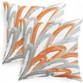 thumbnail image 1 of Throw Pillow Cases Pack of 2 Cozy Fleece Two-Tone Abstract Feather Decorative Cushion Covers for Couch Bed Sofa Farmhouse Decoration 20 X 20 Inches Orange Grey, 1 of 6