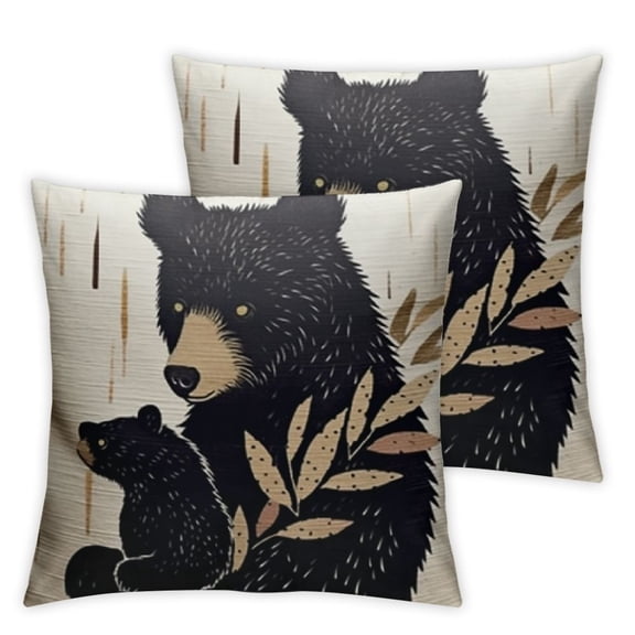 Throw Pillow Cases Powerful Black Shadow of the Little White Bear Inspirational Printed Decorative Pillowcase Animal Polar Bear Throw Pillow Case Cushion Cover h(Bear & Maple Leaf)
