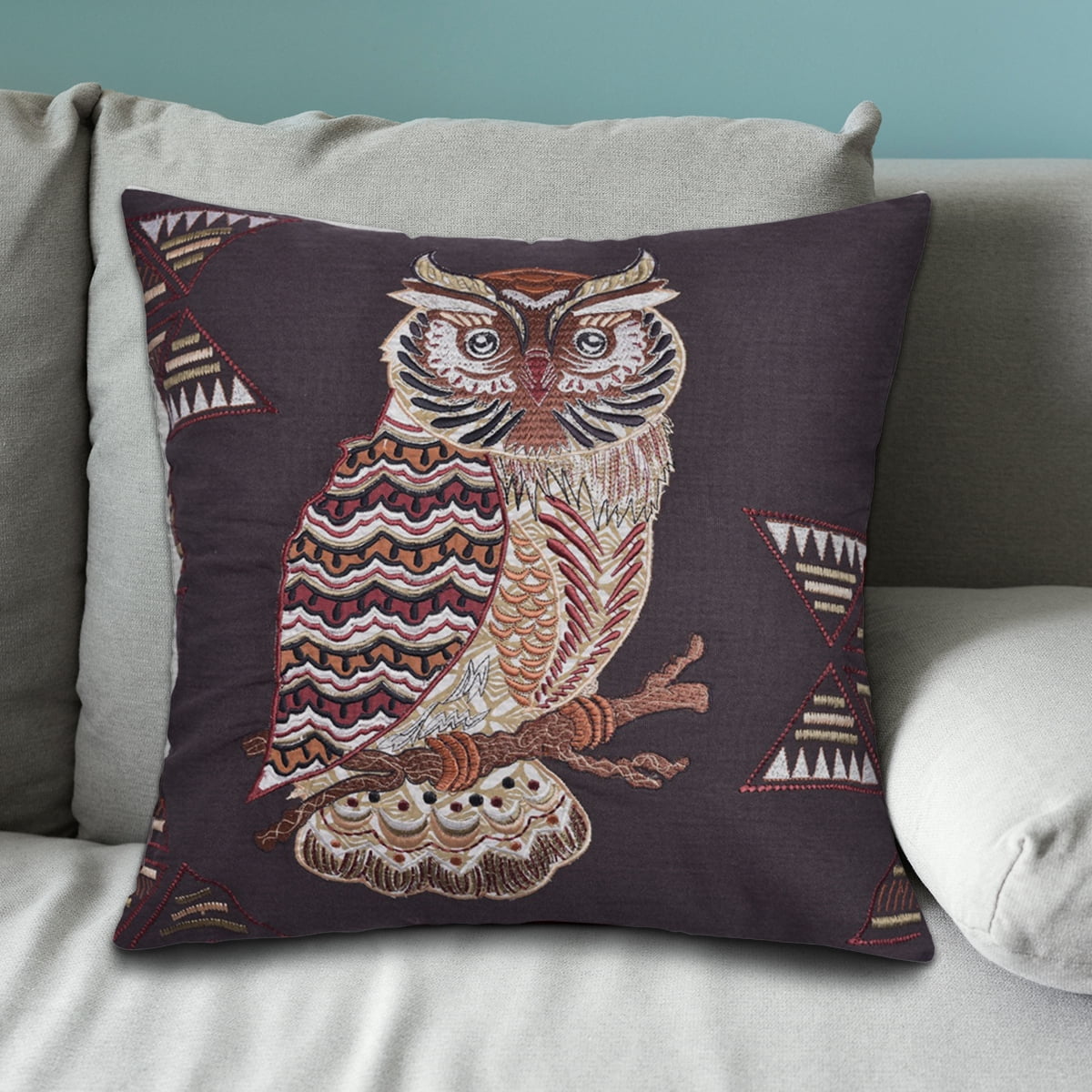 Throw Pillow Cover 1 Piece Decorative Owl Printed Design Cushion Case for Home Decor Sofa Couch Chair Bed Patio Living Room Bedroom Car Office
