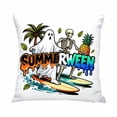 thumbnail image 1 of Throw Pillow Cover 18 Inch Linen Summerween Halloween Skull Ghost Surf Print for Home Decor, 1 of 7