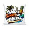 thumbnail image 1 of Throw Pillow Cover 18 Inch Square Summerween Halloween Decor Linen Single Piece, 1 of 7
