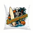 thumbnail image 1 of Throw Pillow Cover 18 Inch Summerween Skeleton Surf Decorative Square Halloween Home Accent, 1 of 7