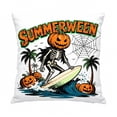 thumbnail image 1 of Throw Pillow Cover 18 Inch Summerween Surfing Skeleton Halloween Decor for Home, 1 of 7
