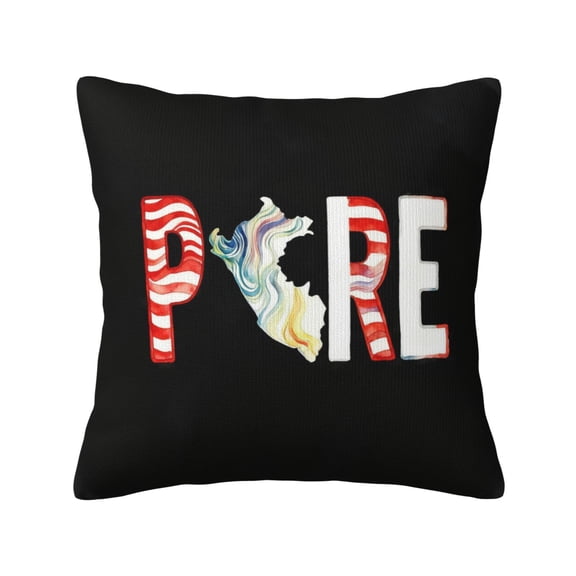 Throw Pillow Cover 18 X 18 Inch Peru Peruvian Flag Decorative Cushion Cover For Sofa Chair Couch Bedroom Living Room
