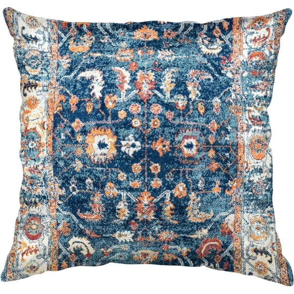 Throw Pillow Cover 18"x18" Boho, Vintage Persian Pillow Cover Ethnic Decorative Pillow Cases Home Outdoor Square Blue Pillowcase for Bed Sofa Couch