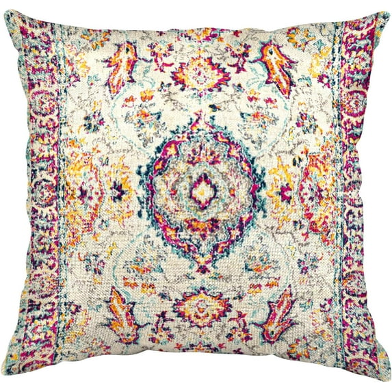 Throw Pillow Cover 18"x18" Boho, Vintage Persian Pillow Cover Ethnic Decorative Pillow Cases Home Outdoor Square Purple Pillowcase for Bed Sofa Couch