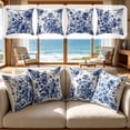 thumbnail image 1 of Throw Pillow Cover 18x18 Inch Blue Printed Pattern Linen Feel Soft Breathable Decorative for Sofa Living Room by MPOISVA, 1 of 7