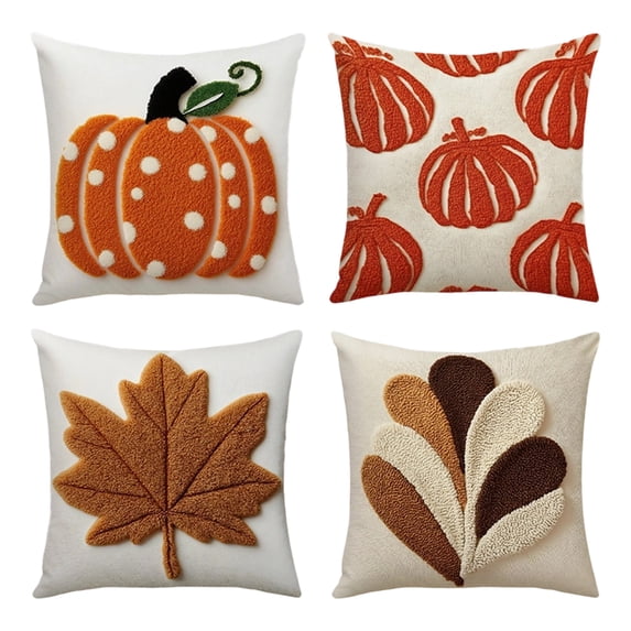 Throw Pillow Cover 18x18 Inch Single Sided Tufted Embroidery Fall Pattern 1 Pack Decorative Pillow Cover for Modern Living Room Sofa Couch Bed Headboard Holiday Party Decoration