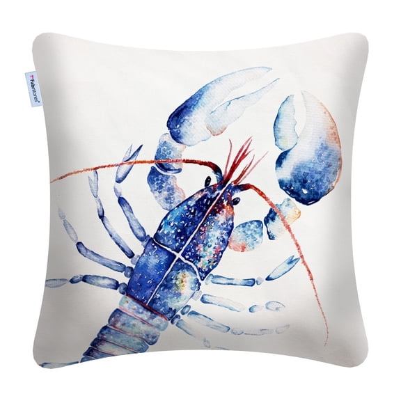 Throw Pillow Cover 18x18 Inchs Blue Marine Organism Pattern Lobster Decorative Square Cushion Cover for Couch Bed Sofa Indoor Furniture