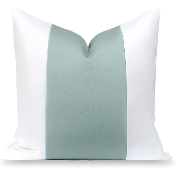 Throw Pillow Cover 20"x20" Water Repellent Polyester Color Block Celadon Green