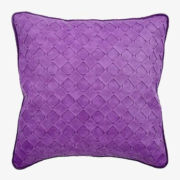 Throw Pillow Cover Accent Pillow Couch Leather Pillow Case 14x14 inch (35x35 cm) Purple Faux Leather Pillow Cover Textured, Purple Pillow Cover, Modern, Solid - Purple Leather Weave