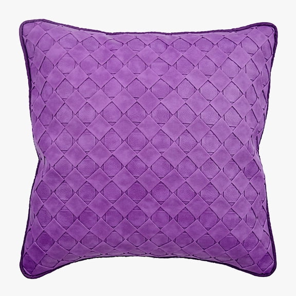 Throw Pillow Cover Accent Pillow Couch Leather Pillow Case 18x18 Purple Faux Leather Pillow Cover Textured, Purple Pillow Cover 18x18 inch (45x45 cm), Solid - Purple Leather Weave